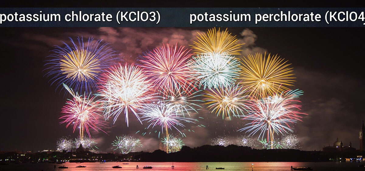 مقایسهٔ پرکلرات پتاسیم (KClO₄) و کلرات پتاسیم (KClO₃) در ستاره‌های رنگی