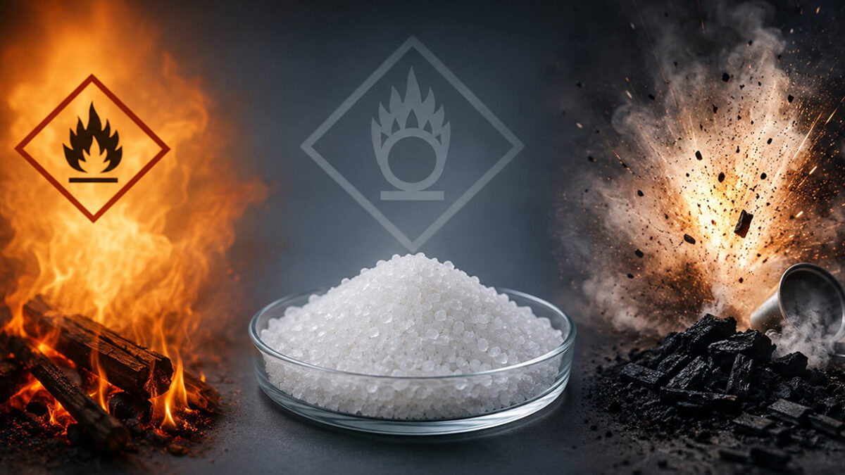 خطرات بالقوه نیترات پتاسیم(اکسیدکنندگی،آتش‌سوزی،انفجار)